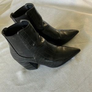 Black alligator print booties!